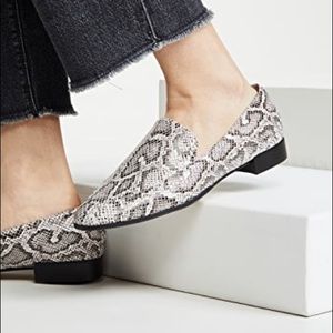 Villa Rouge Womens Leather Snakeskin Patrice Loafer Sandals White/Black